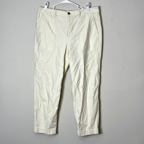 J.Crew Pants Women 14 Cream Cropped Utility Pants High Waist‎ Casual Trousers - Picture 1 of 11